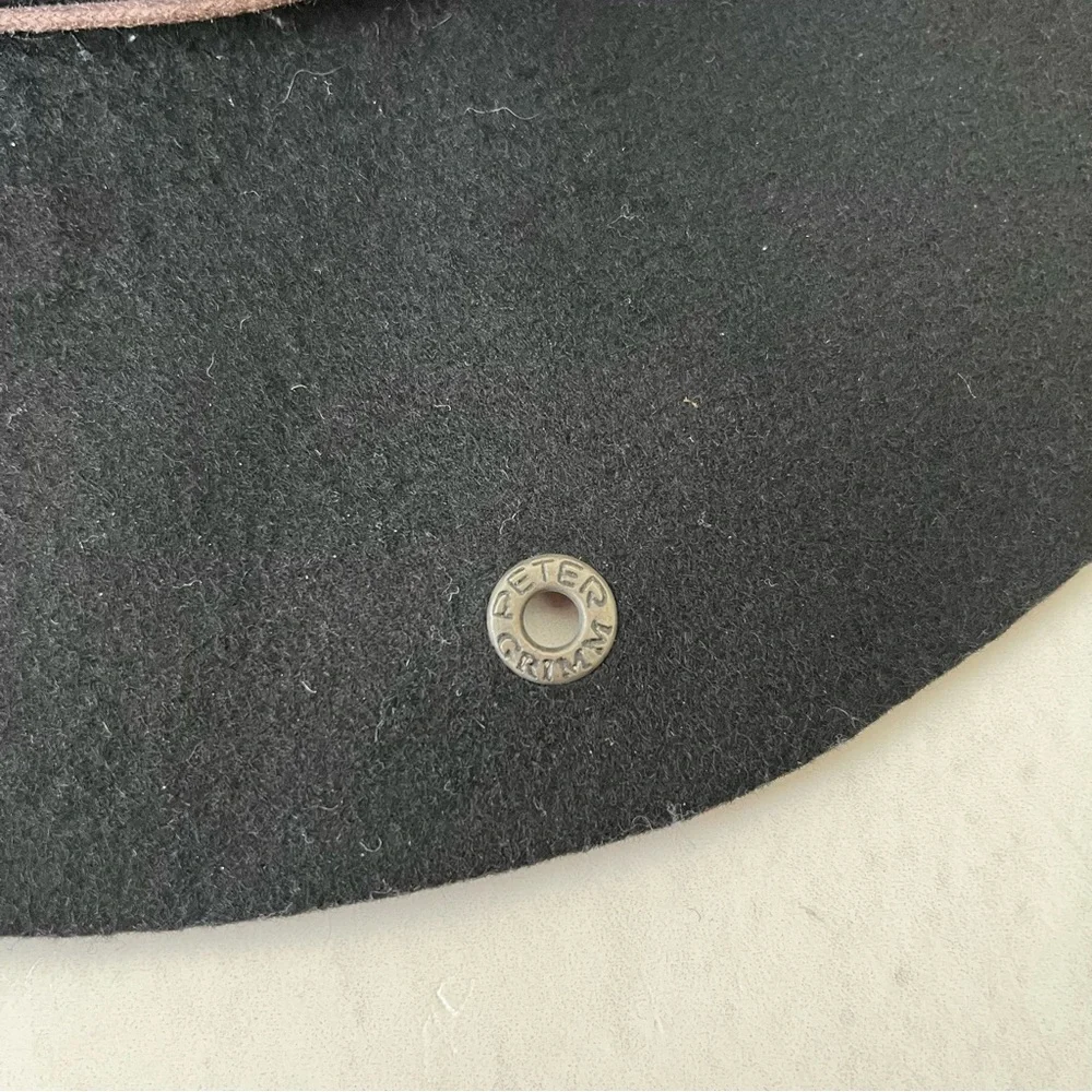 Peter Grimm Black Felted 100% Wool Floppy Hat w/ Thin Vegan Leather Band OS